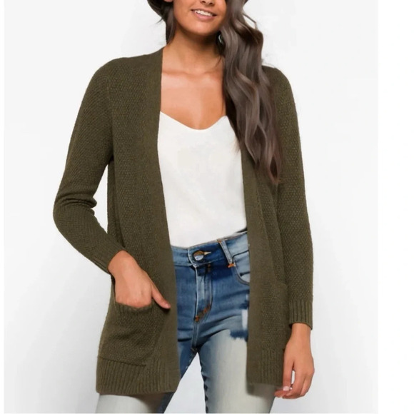NWT Pink Clover Stitch Fix Cardigan Autumn Olive Green Sweater Long Sleeve XS - Picture 1 of 9